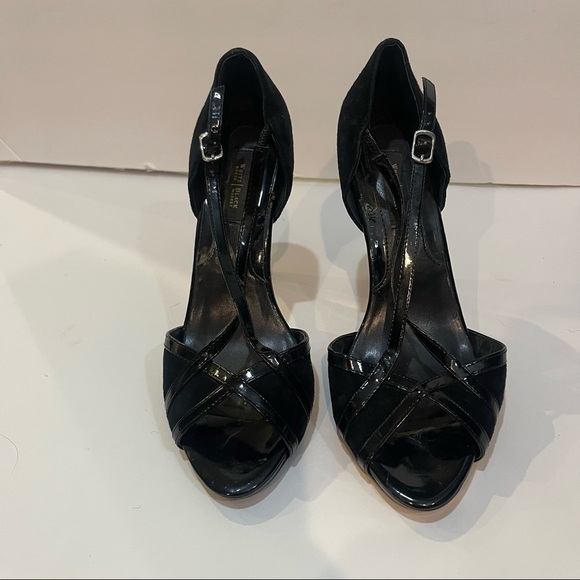 WHITE HOUSE BLACK MARKET Lyon Suede Patent Heels 8.5 - Picture 6 of 8